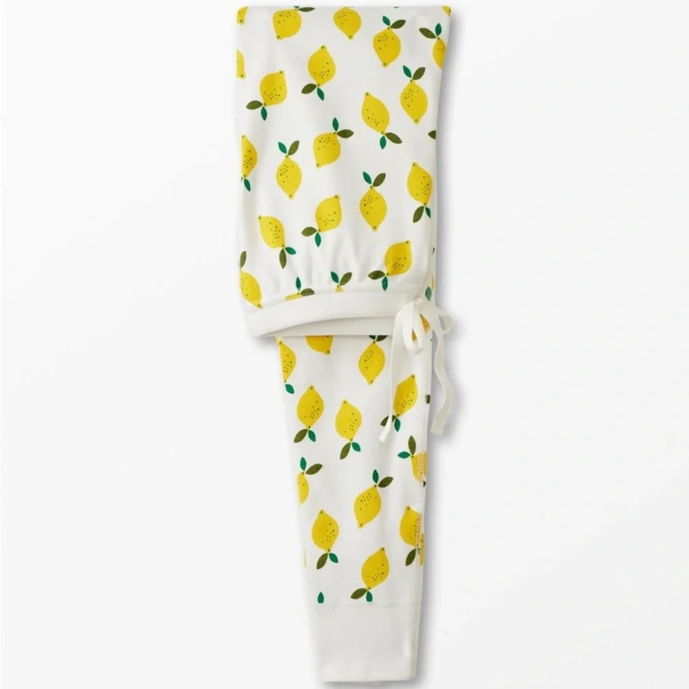 Hanna Andersson Lemon “Lemonade” Jogger Pants Pajamas XS Organic Cotton - Picture 1 of 5